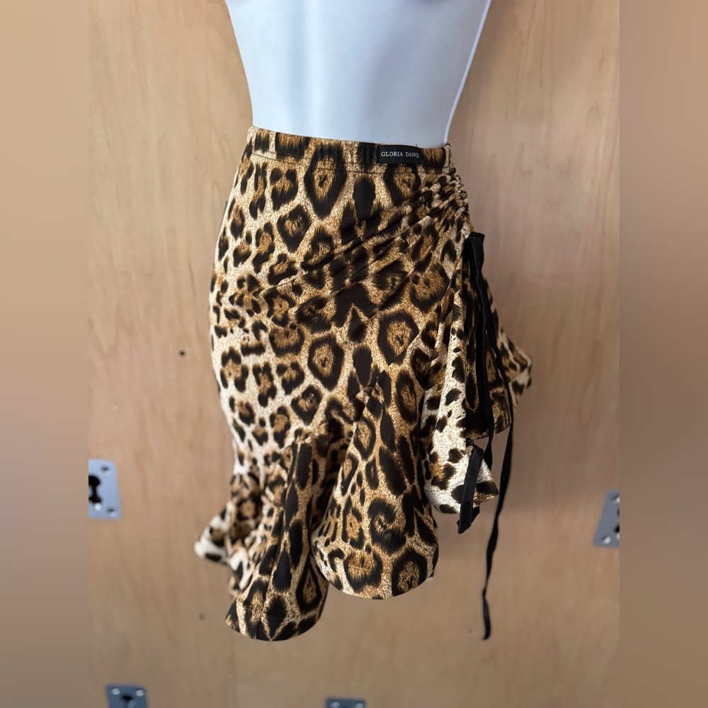 Leopard Print Midi Skirt/Ballroom - Gold/Brown